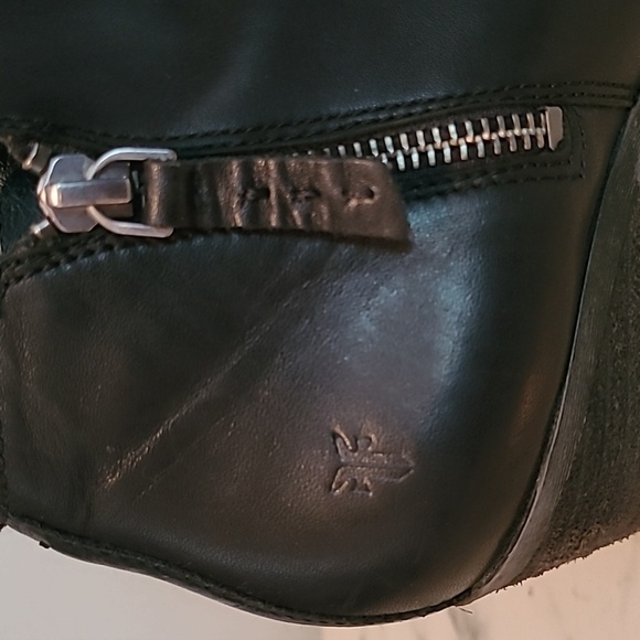 Frye Judith Black Leather Double Zips Stacked Heels Ankle Boots Booties Sz 6 - Picture 3 of 13